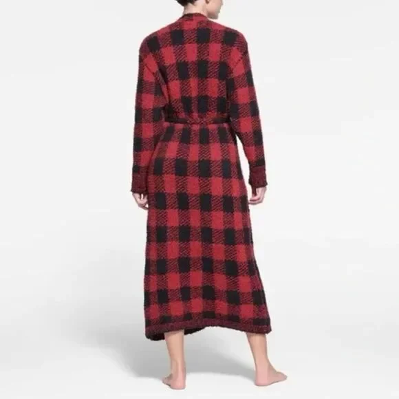 SKIMS Red and Black Plaid Robe
